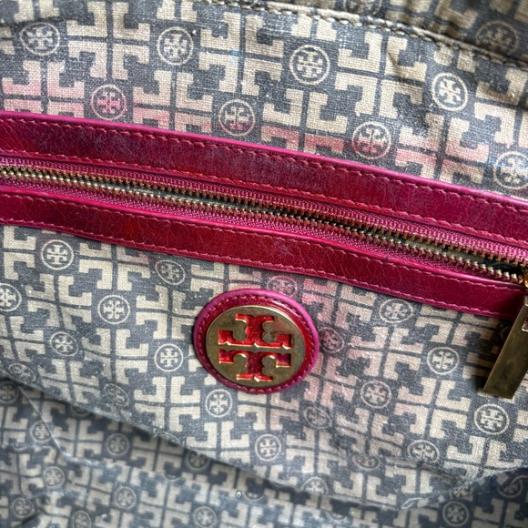 TORY BURCH Glazed Bombe Leather Tote Shoulder Bag - Picture 11 of 16